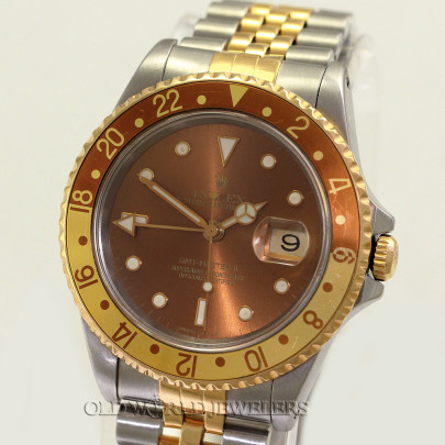 Rolex GMT Master II Rootbeer Ref 16713 Steel 18K Gold Bronze